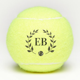 Initials Monogram Elegant Laurel Personalisiert Tennisbälle