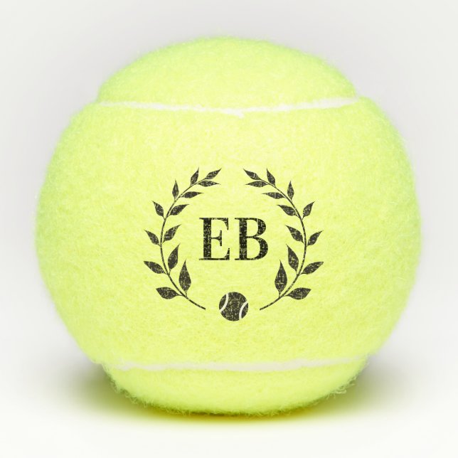 Initials Monogram Elegant Laurel Personalisiert Tennisbälle (Vorderseite)