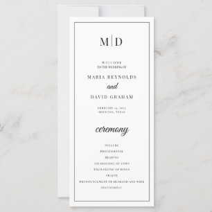 Initials Monogram Minimalistisch Wedding Program