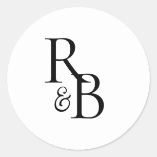 Initials Monogram Umschlag Hochzeitsticker für Sie Runder Aufkleber