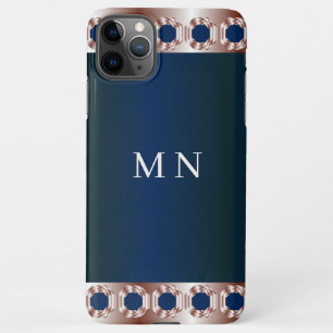Initials Rose Gold Navy Blue Minimal Geometric iPhone 11Pro Max Hülle
