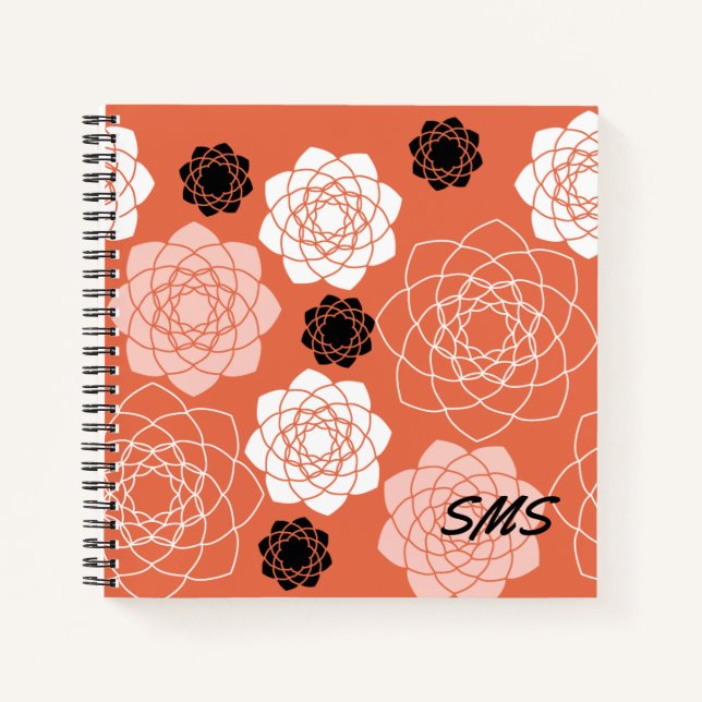 Initials Succulent Symmetry Terracota Notebook Notizbuch (Vorderseite)