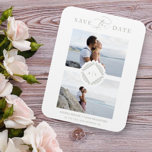 Initials Trend Chic Ornament Anspruchsvolle Hochze Magnet (Von Creator hochgeladen)