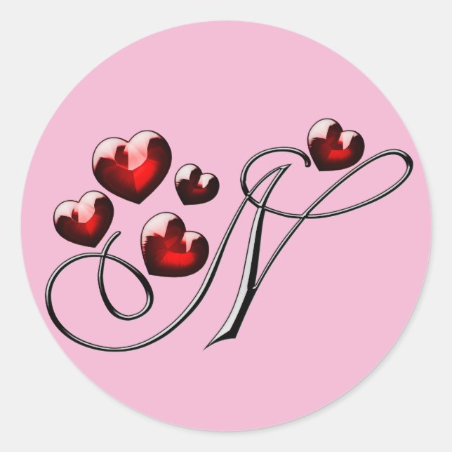 Initialsticker N für Monogramm Runder Aufkleber (Vorderseite)