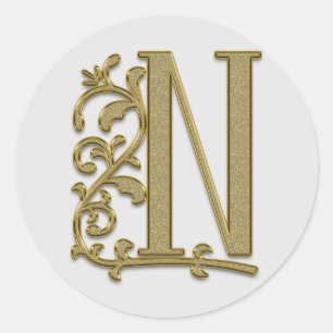 Initialsticker N für Monogramm Runder Aufkleber