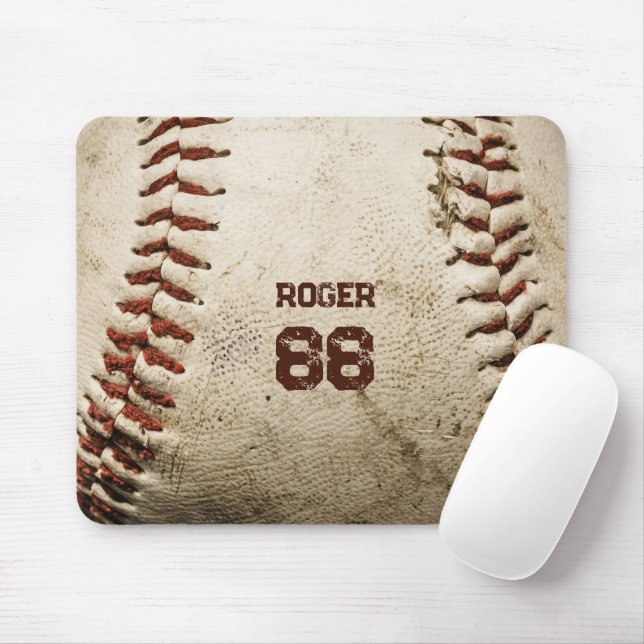 Initialzahl für rustikale Baseballnamen Vintag Mousepad (Mit Mouse)