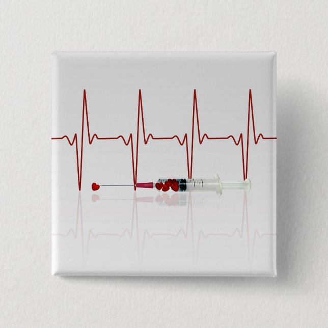 Injektion mit rotem Herzen Button (Vorderseite)