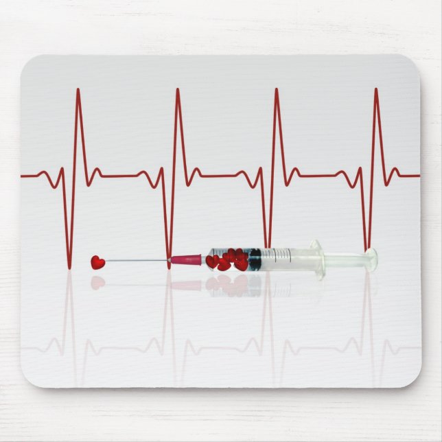 Injektion mit rotem Herzen Mousepad (Vorne)