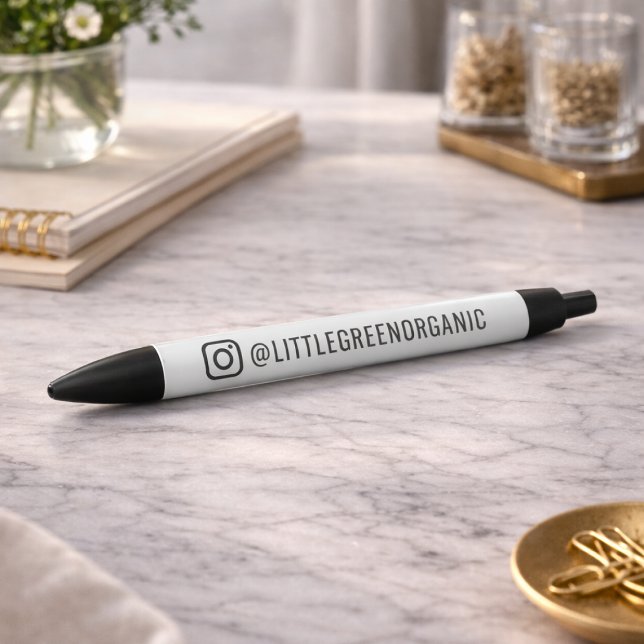 Injektor | Ihr IG-Name Black Pen Kugelschreiber (Add your Instagram handle to a custom pen for subtle everyday business promotion)