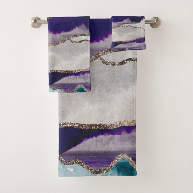 Ink Agate Gold Glitzer Glam #2 (Imitate Glitzer) # Badhandtuch Set (Insitu)