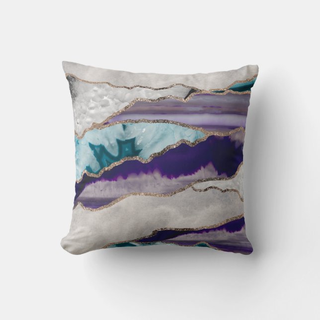 Ink Agate Gold Glitzer Glam #2 (Imitate Glitzer) # Kissen (Vorderseite)