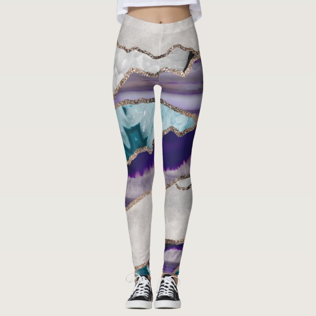 Ink Agate Gold Glitzer Glam #2 (Imitate Glitzer) # Leggings (Vorderseite)
