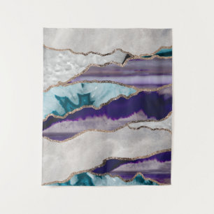 Ink Agate Gold Glitzer Glam #2 (Imitate Glitzer) # Wandteppich