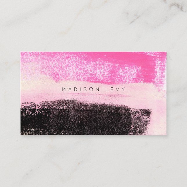 Ink Art Moderne, lebhafte, heiße Rosa Schwarz Terminkarte (Vorderseite)