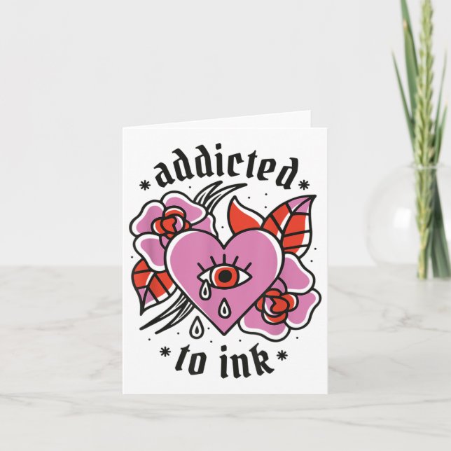 Ink Broken Heart Valentinstag Tattoo Karte (Vorderseite)