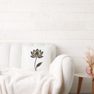 Ink Brush Lotus – Minimalist Floral Design on Kissen