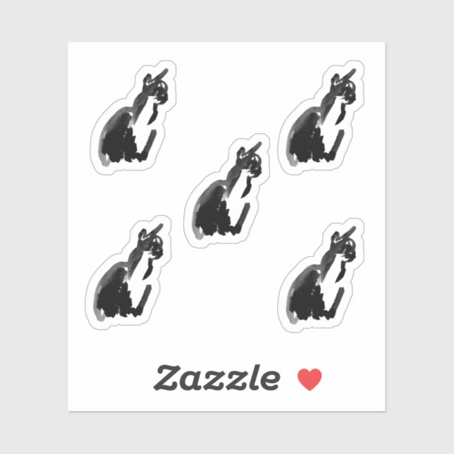 Ink Cartoon Cat Drawing Custom-Cut Vinyl Stickers Aufkleber (Blatt)