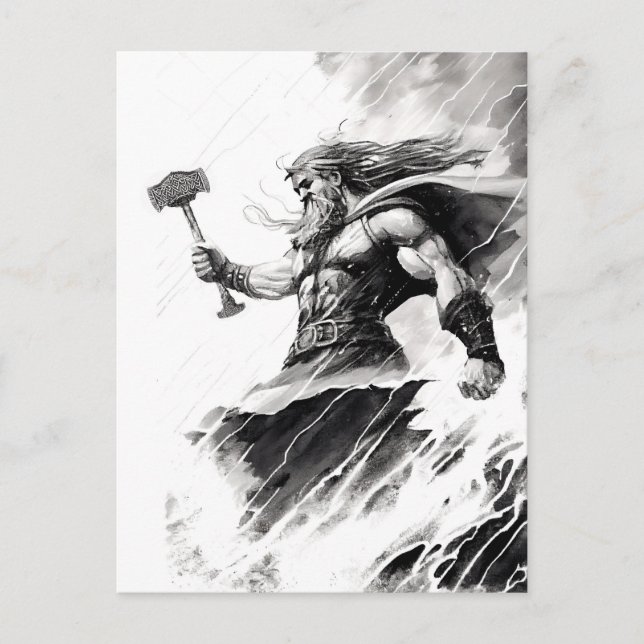 Ink of northern mythology god thor postkarte (Vorderseite)