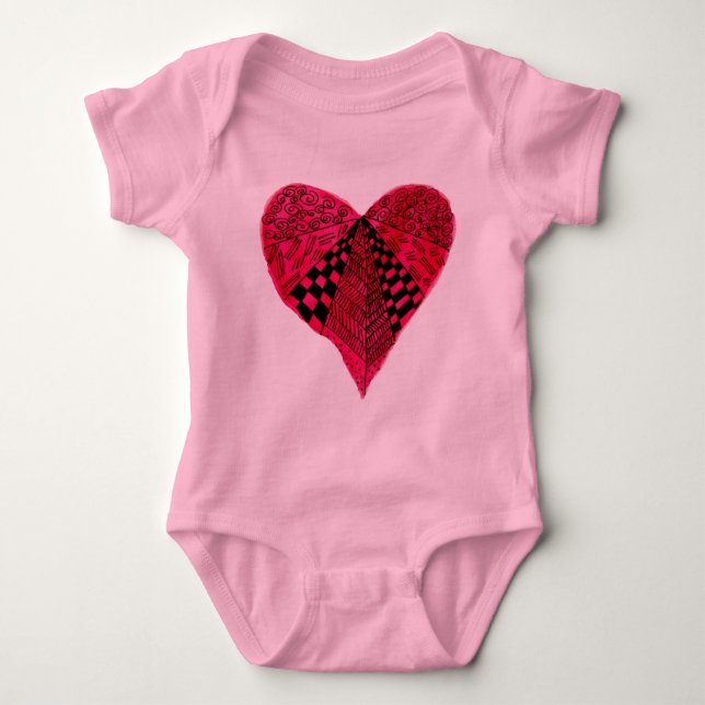 Ink Red Heart Design Baby Strampler (Vorderseite)