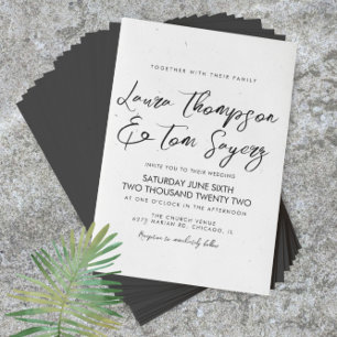 Ink Script Black White Modern Wedding Invitation Einladung