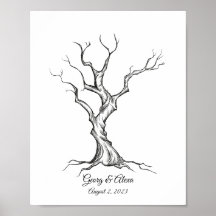 Ink Sketch Tree Wedding Fingerprint Guestbook