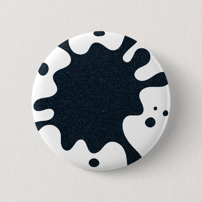 Ink Splash White & Charcoal Button – Customizable (Vorderseite)