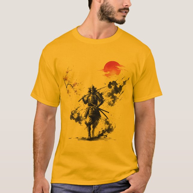 Ink Wash Samurai Warrior T-Shirt (Vorderseite)