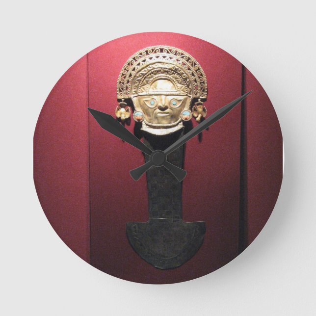 Inka Gold Zeremonialmesser (Tumi), Lima, Peru Runde Wanduhr (Vorderseite)