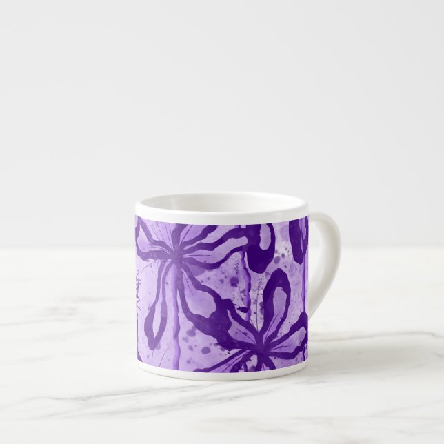 Inkalte Blume Lila Espressotasse (Vorderseite Rechts)
