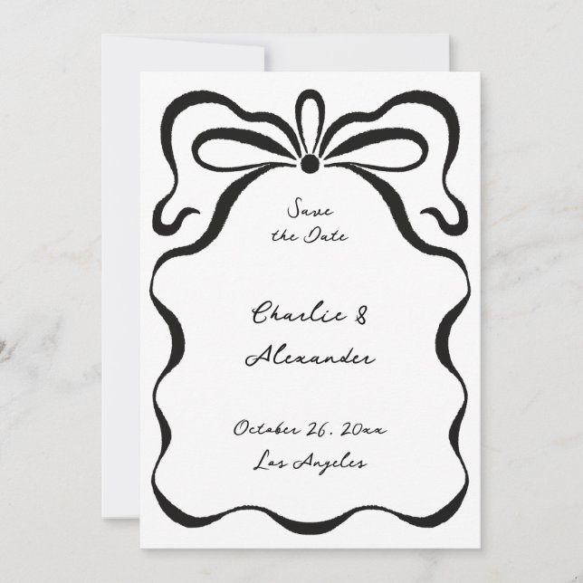 Inkalte Ribbons und Bow Save The Date (Vorderseite)