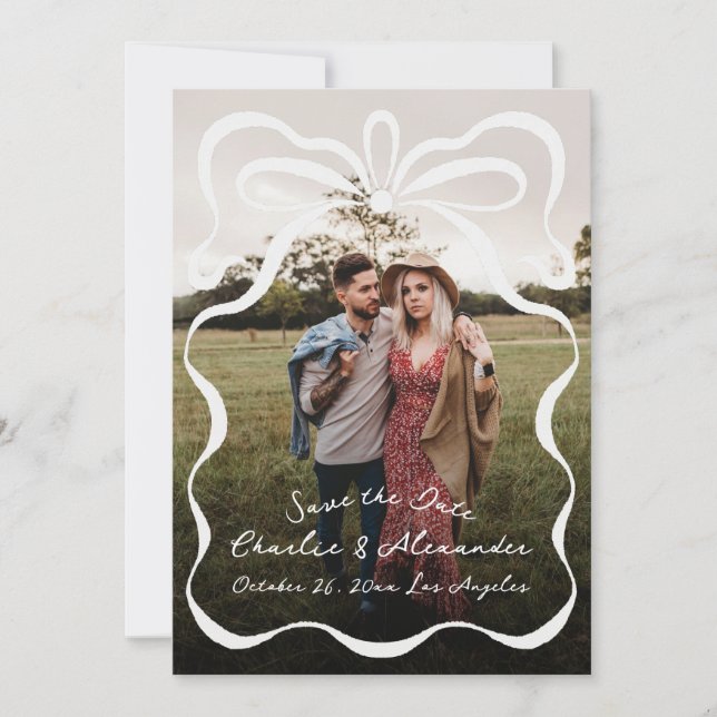 Inkalte Ribbons und Foto aus Bow Save The Date (Vorderseite)