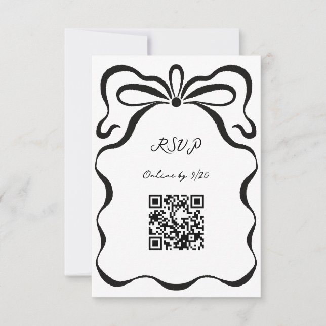 Inkalte Ribbons und QR-Code für Bow RSVP Karte (Vorderseite)