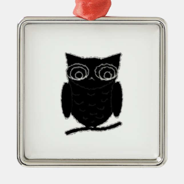 Inkblot Owl Ornament Aus Metall (Vorne)