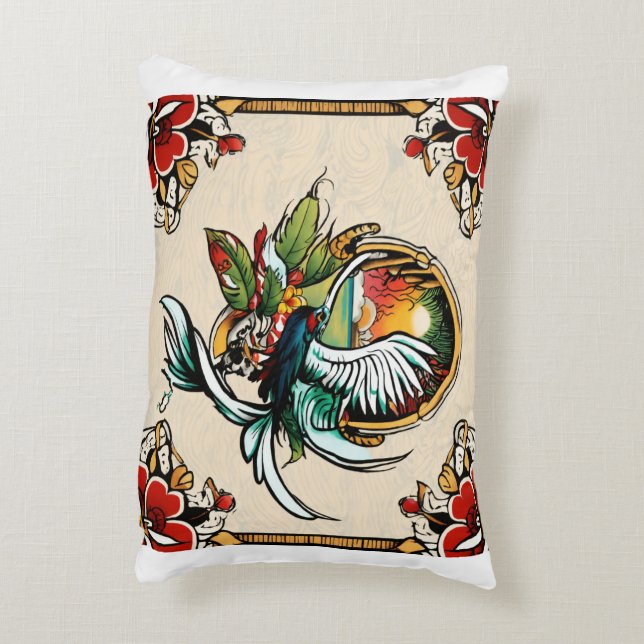 InkDream Pillow oder "Tattooed Serenity Pillow" Dekokissen (Rückseite(Vertikal))