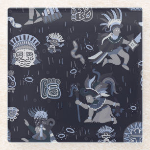 Inkische Kultur: Nahtloses grafisches Muster Glasuntersetzer