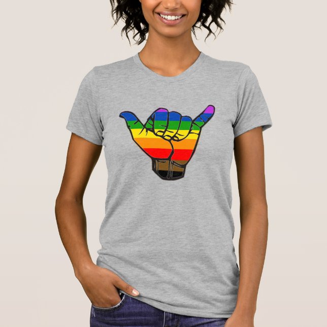 Inklusiv Rainbow Shaka LGBTQ+ T-Shirt (Vorderseite)