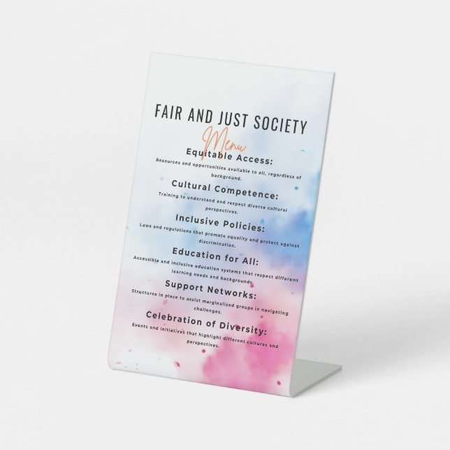 Inklusive Gemeinschaft für Fairness und Taucher Sockelschild (Vorderseite)