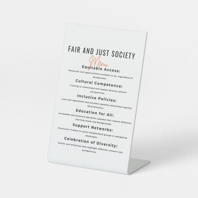 Inklusive Gemeinschaft für Fairness und Taucher Sockelschild (Vorderseite)