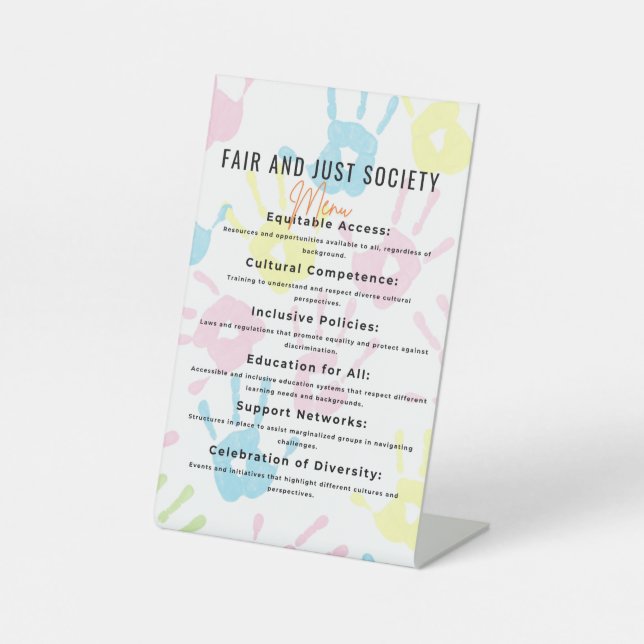 Inklusive Gemeinschaft für Fairness und Taucher Sockelschild (Vorderseite)