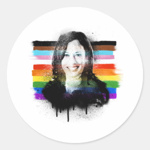Inklusive Kamala Harris Pride Graffiti Runder Aufkleber