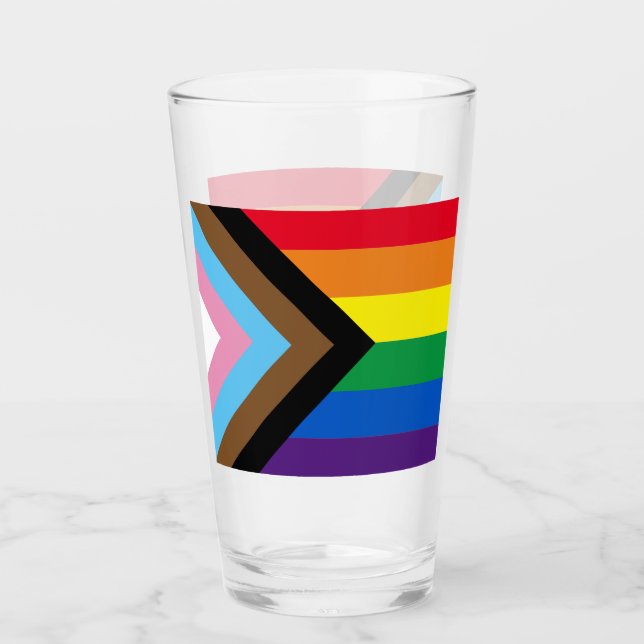 Inklusive Regenbogen Lgbtq Gay Diversity-Flagge Glas (Vorderseite)
