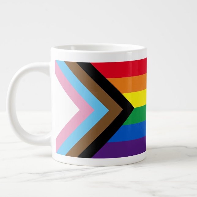 Inklusive Regenbogen Lgbtq Gay Diversity-Flagge Jumbo-Tasse (Links)
