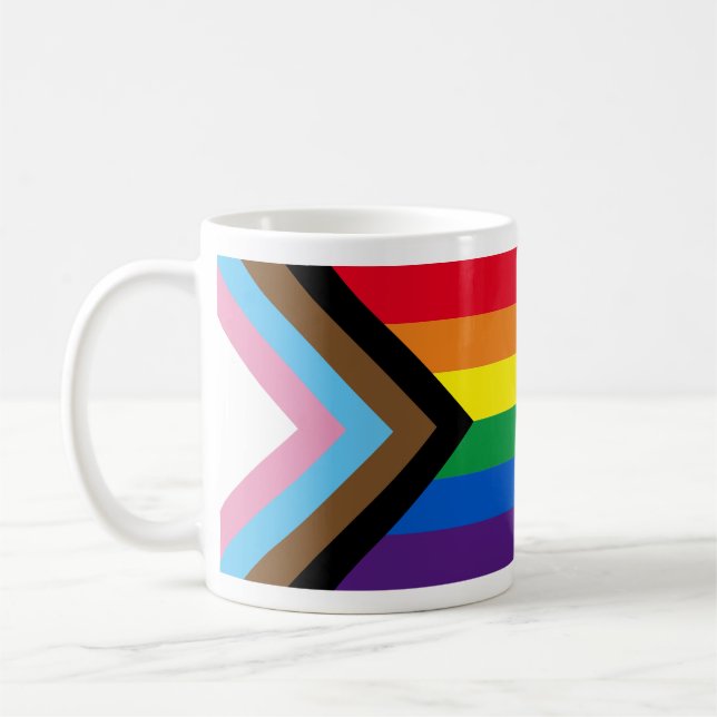 Inklusive Regenbogen Lgbtq Gay Diversity-Flagge Kaffeetasse (Links)