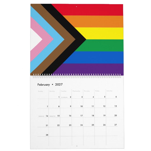 Inklusive Regenbogen Lgbtq Gay Diversity-Flagge Kalender (Feb 2027)