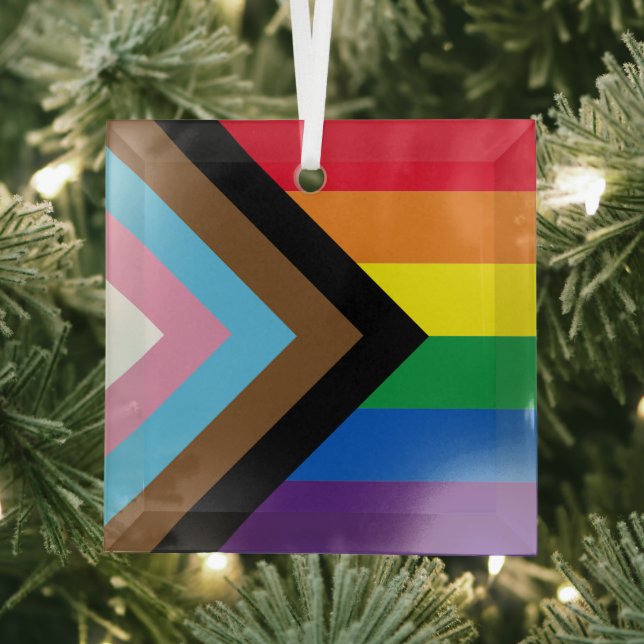 Inklusive Regenbogen Lgbtq Gay Diversity-Flagge Ornament Aus Glas (Insitu)