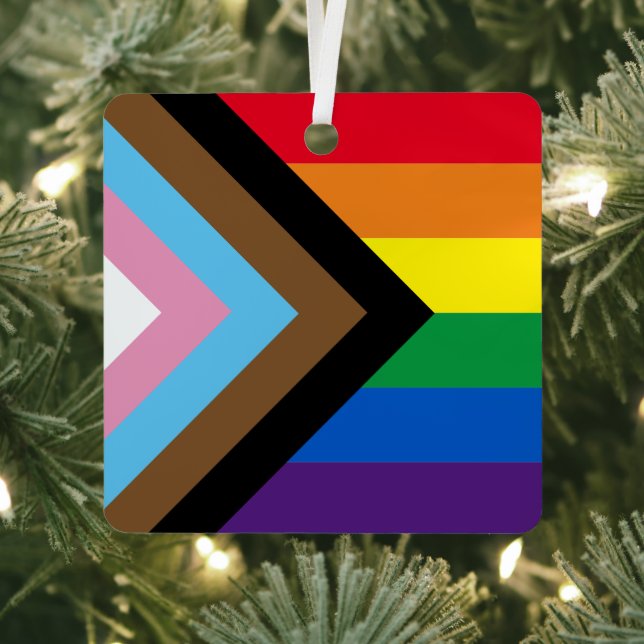 Inklusive Regenbogen Lgbtq Gay Diversity-Flagge Ornament Aus Metall (InSitu)