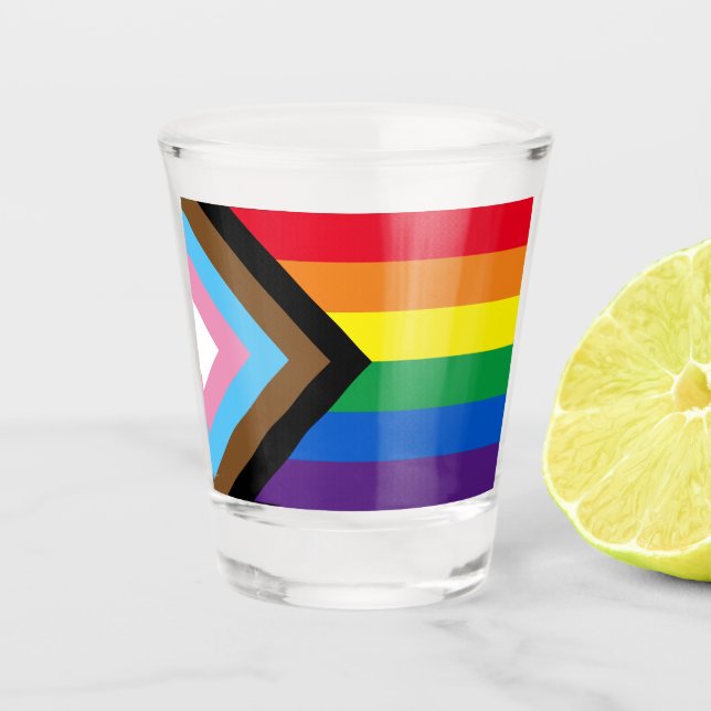 Inklusive Regenbogen Lgbtq Gay Diversity-Flagge Schnapsglas (Vorderseite)