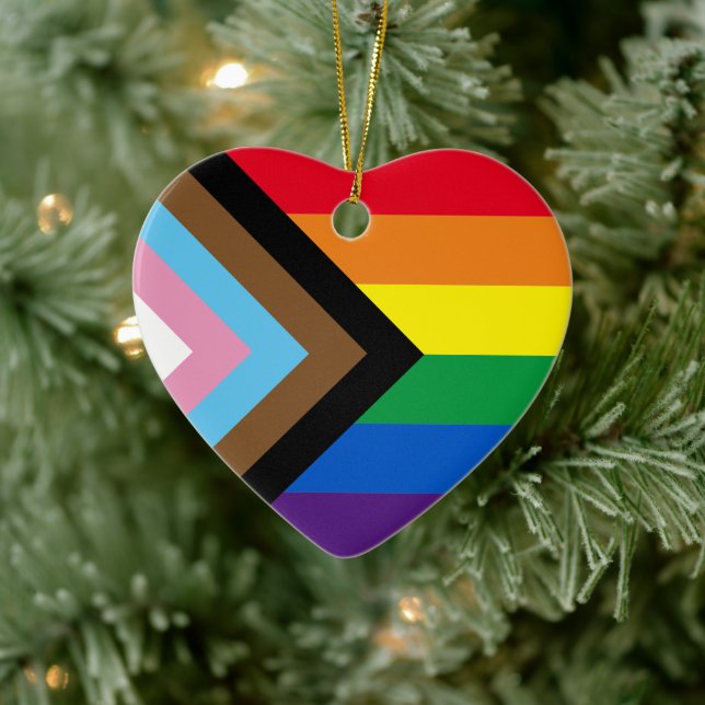 Inklusive Regenbogen Lgbtq Gay Diversity Flaggen H Keramik Ornament (Baum)