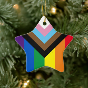 Inklusive Regenbogen Lgbtq Gay Diversity Flaggenst Keramik Ornament