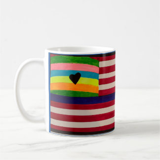 Inklusive Tasse unter amerikanischer Flagge